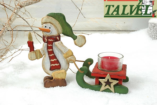Teelichthalter Schneemann mit Schlitten