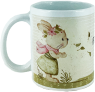 Cup Lottas Leaf Dance, Easter bunny ready for spring, 8.2 x 9.6 cm, white, brown, pink, green