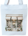 Small apothecary bag tulip shop, white, pink, 20x24 cm