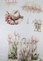 Geschirrtuch mit Waffelstruktur Tulpenmotive wie Tulpenzaun, Tulpenhut, rosa, rosé, braun, 28 x 46 cm