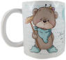 Cup broom bear 8.2 x 9.6 cm, white