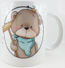 Cup broom bear 8.2 x 9.6 cm, white