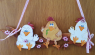 Wooden door sign/hanger crazy chickens on branch with flowers, 30x10 cm, hand-painted