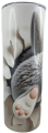 Tumbler Becher Hase- mit dem Kopf durch die Wand, h 20 cm x d 8,5 cm, weiß, grau, braun