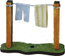 Old clothesline with clothes, light brown, H 8.5 cm