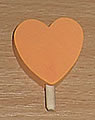 1 wood plug small heart, orange