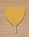 1 wood plug small heart, yellow