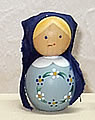 Matroschka Puppe mini  hellblau mit 4 mm Holzdübel