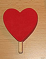 1 wood plug big heart, red