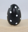1 Holzstecker kleines Ei, schwarz mit Punkten, für kleine Holzkränze