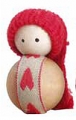 small gnome natural with jelly bag cap red, h 4,5 cm