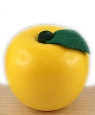 1 schwedischer Apfel mit Blatt, 6 mm Holzdübel, gelb lackiert, H 3,5 cm