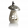 Swedish Lantern Gnome on mushroom silver, h 17 cm