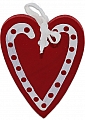 Heart large with dots red, for candlerings, h 7 cm
