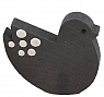 1 small wooden bird with dots, dark grey