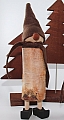 swedish birch wood gnom with brown felt cap, h 27 cm