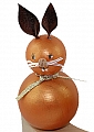 wooden Eastern hare with metallic synthetic leather ears, orange metallic, h 10 cm