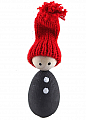 small gnome Oliver dark grey with knitted cap red, h 6 cm