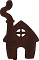 Sebastian design Haus mit rauchendem Schornstein dunkelbraun, H 9 cm, für Holzkränze