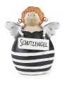 Baden collection Guardian Angel with a chain/metall sign, clothes striped, H 15 cm, dark grey