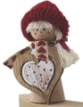 Valentinstag - girl with a plait and a wooden heart, a heart ribbon, h 8 cm