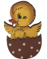 Chicken in an egg brown with white dots, h 7 cm