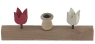 Sebastian design wooden slate with small candleholder natural, 2 holes 4 mm