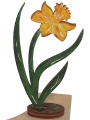 Wooden Narcissus on a wooden plate, yellow, h 10 cm, hand painted