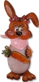 Hare woman with a pink bandana and a carotte, H 10 cm