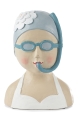 Lady head with snorkel h 25 cm, white/blue