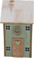 Decorative display Cotty, Winter house with a door wreath, mint, h 20 cm