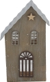 Decorative display Tilma, Christmas house light brown, with star, H 15 cm