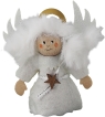Wooden angel white with a golden star, h 9 cm