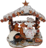 Gingerbread house with oven and wooden cook, hand-painted