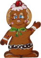 Gingerbread woman with a cherry on her head, H 8 cm, candlering figure, hand-painted