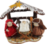 Christmas crib with Mary, Joseph, baby Jesus and donkey, hand-painted