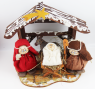Weihnachtskrippe mit Maria, Josef, Jesuskind und Esel, handbemalt