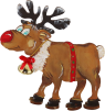 Weihnachts-Rentier mit Hufen und Glocke, hellbraun, h 11 cm,  handbemalt, Kranzfigur