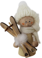 Snowman white on a sledge, scarf and knitted cap, H 11 cm, for candlerings (copy) (copy)