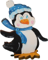 Wooden penguin with polka dot hat/scarf and feet, flat, H 10 cm, candlering figure (copy)