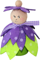 Flower child lilas with felt flower hat and flower dress, candlering figure, H 8 cm