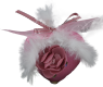 Valentines heart decorated with bows and flower, pink, H 6 cm, for wooden wreaths