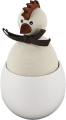 chicken in an egg, white brown, h 10 cm, for candlerings