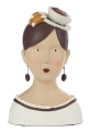 Baden collection Ladys head with coffee cup, 28 cm, white, brown