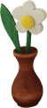 1 wood plug flower in a vase, white