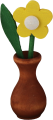 Wooden flower in a vase, yellow, candlering figure