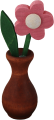 Wooden flower in a vase, pink, candlering figure