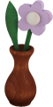 Wooden flower in a vase, light lilas, candlering figure