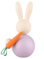 Aarikka bunny Jänö with carrot, lavender, h 8,5 cm