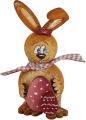 Wooden Easter bunny girl with eggs, brown, h 10 cm, hand-painted